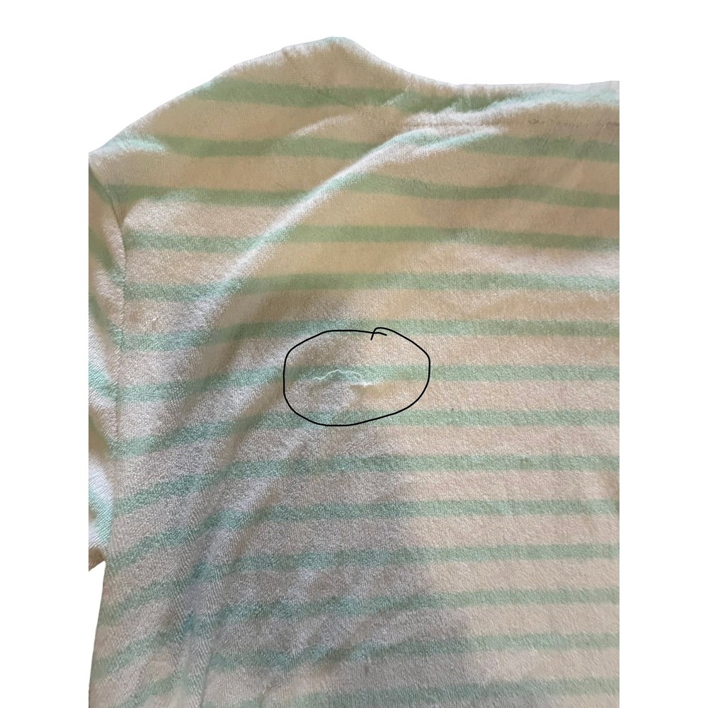 Vineyard Vines Terry Cloth Striped Top Mint Green White Tassel Hem Pullover M - Picture 9 of 9